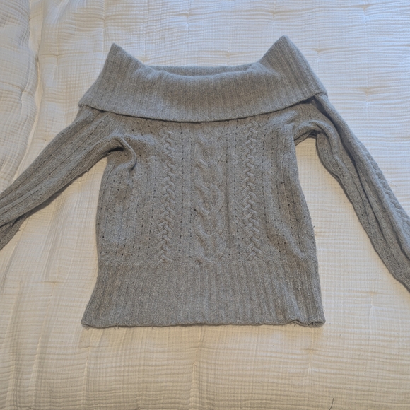 Banana Republic Sweaters - Gray Off-Shoulder Cable Knit Sweater